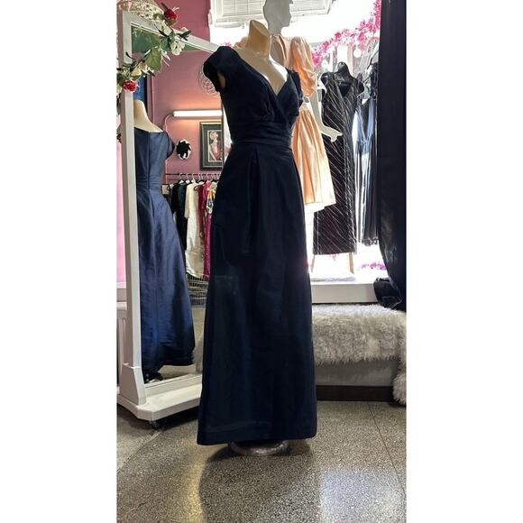 Alfred Sung Modern Does 50s Navy Blue Evening Gown Dress Wedding Formal S - Picture 4 of 8